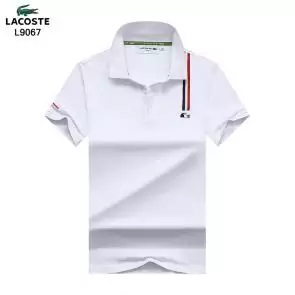 lacoste t-shirt big logo design left flag white